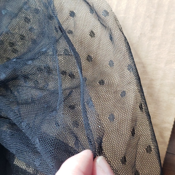 City Vibe Black Sheer Polka Dot Dress Juniors 13 Babydoll Coquette Whimsigoth - Picture 8 of 9